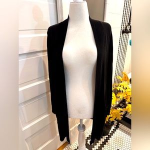 Loft black open cardigan with slouch pockets both sides ribbed wrists collar szM